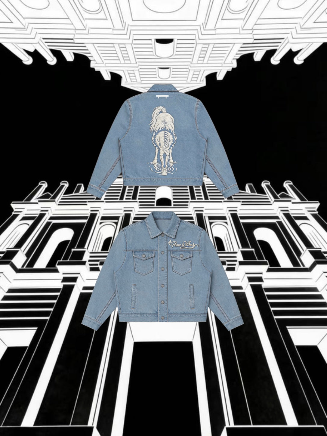Peace & Vibe 白馬牛仔夾克